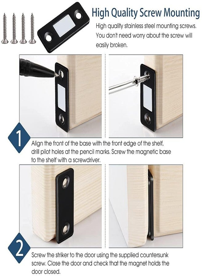 Boniry Magnetic Door Catch,Ultra Thin Cabinet Magnetic Catch with Strong Adhesive Sticker & Screws, Slim Drawer Magnets Locks Furniture Safety Latches (Black, 10) - Image 4